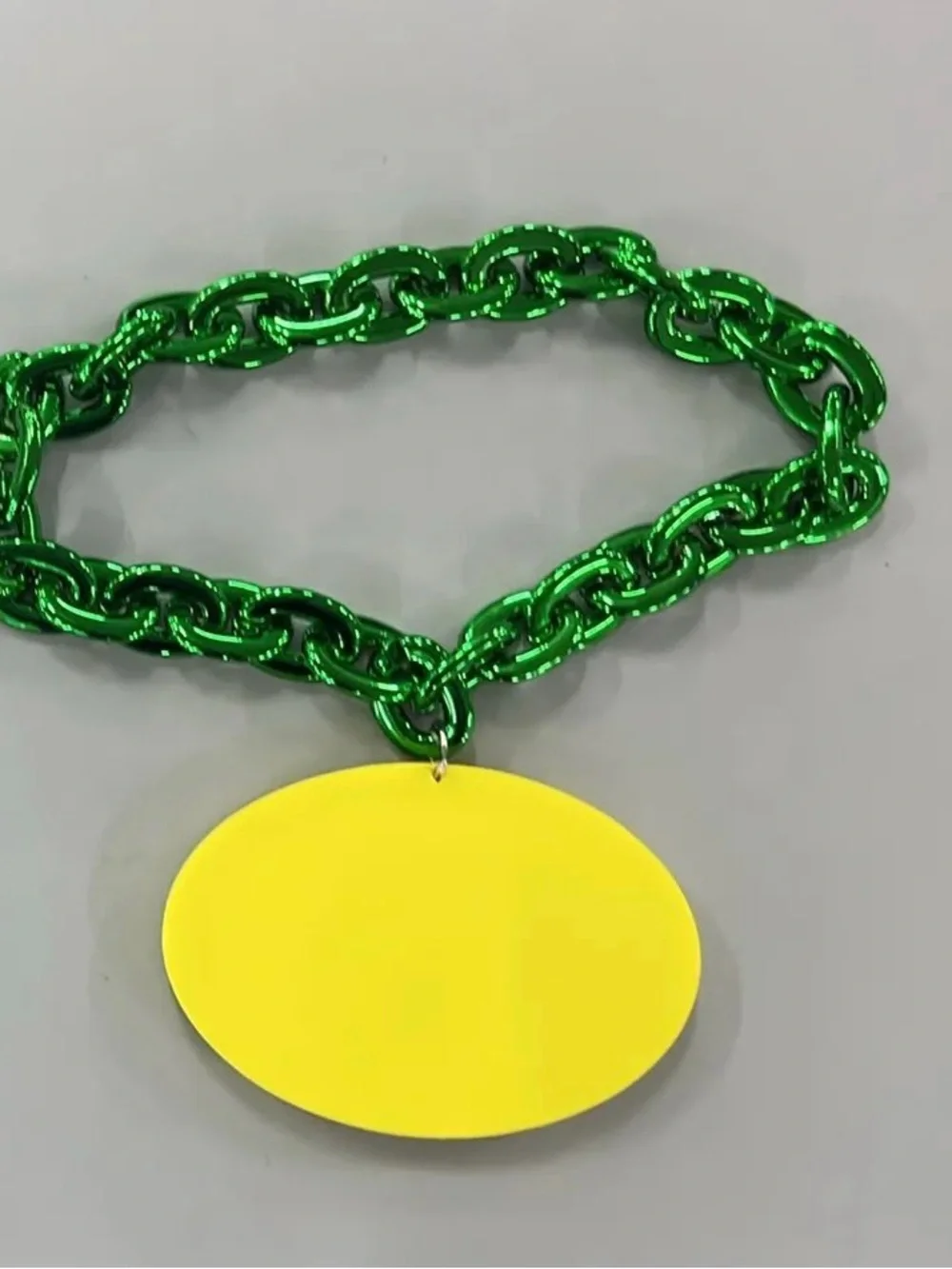 Green Chunky Chain Necklace with Green Bay G Pendant